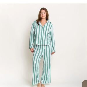 Honeydew Intimates Teal and White Striped Pajama Set